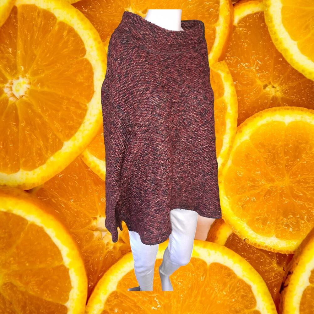 Democracy Cowl Neck Red Marled Knit Sweater Size XL